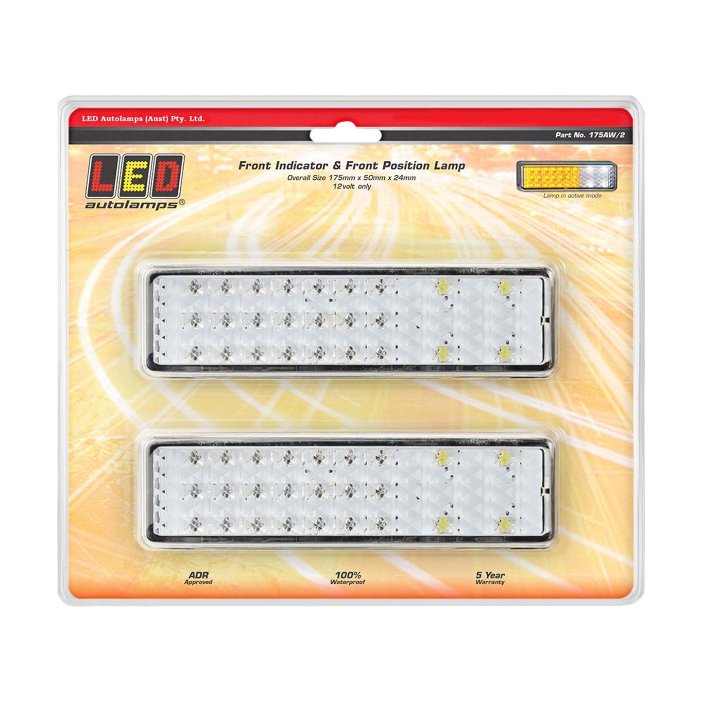 LED Autolamps 175AW/2 Front Indicator/Position Lamp, Clear lens, Black Base