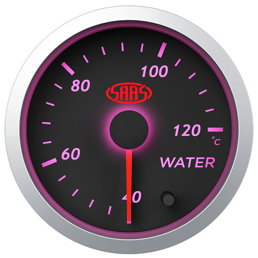 SAAS Water Temp Gauge 40-12 degree 52mm Black Street Series - SG21220