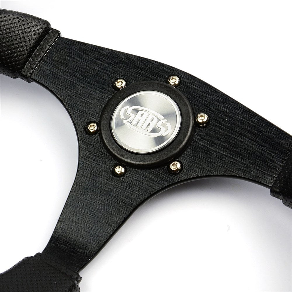 SAAS 14" ADR Compliant Octane Poly Grip Steering Wheel with Three Black Brushed Alloy Spokes - SW515B-R