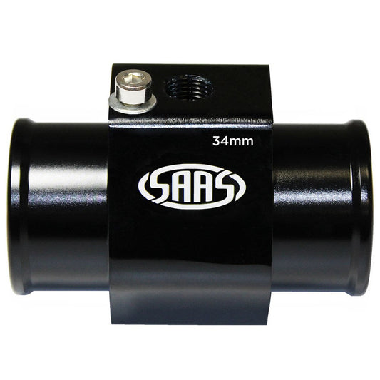 SAAS Black Aluminium Water Temperature Adapter for Radiator Hose - 34mm - SWTA34B