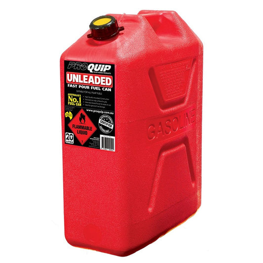 Pro Quip 20 Litre Fast Flow Plastic Fuel Jerry Can - Red Unleaded - 950 (Bulky Item - Freight Applies)