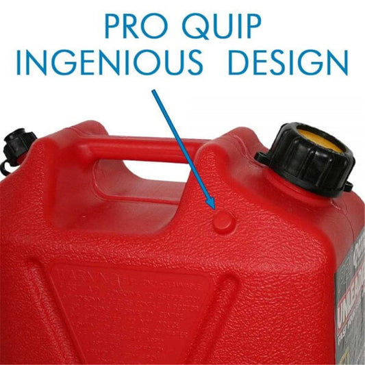 Pro Quip 10L Plastic Fast Pour Fuel Jerry Can - Unleaded Petrol Red - 1008 (Bulky Item - Freight Applies)