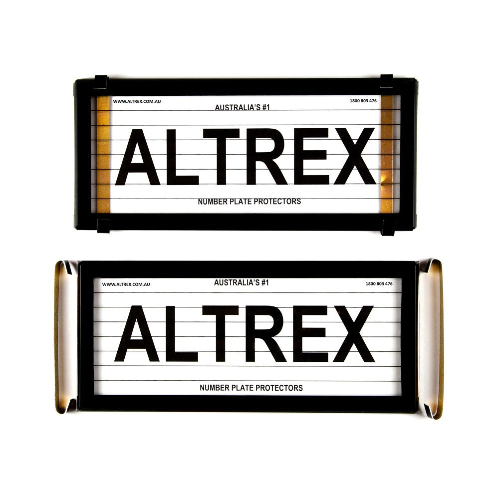 Altrex Slimline VIC, QLD 4 Figure Black Number Plate Protectors - with Lines - 4VSL