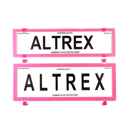 Altrex QLD, ACT, VIC, TAS, SA, WA & NT Slimline/Standard Size Combination Pink Number Plate Protector Covers - without Lines - 6BCQSNL