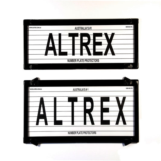 Altrex NSW HSV and FPV Slimline Black Number Plate Protectors - with Lines - 6HPVSL