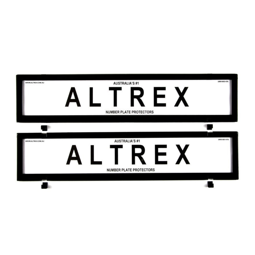 Altrex European Classic Full Size Front & Rear Black Number Plate Protectors - without Lines - 6NLE