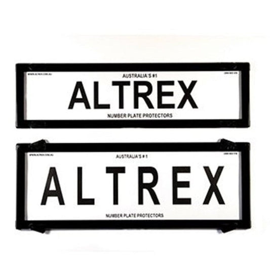 Altrex QLD, ACT, VIC, TAS, SA, WA & NT Slimline Combination Black Number Plate Protectors - without Lines (372x100mm & 372x134mm) - 6QSNL