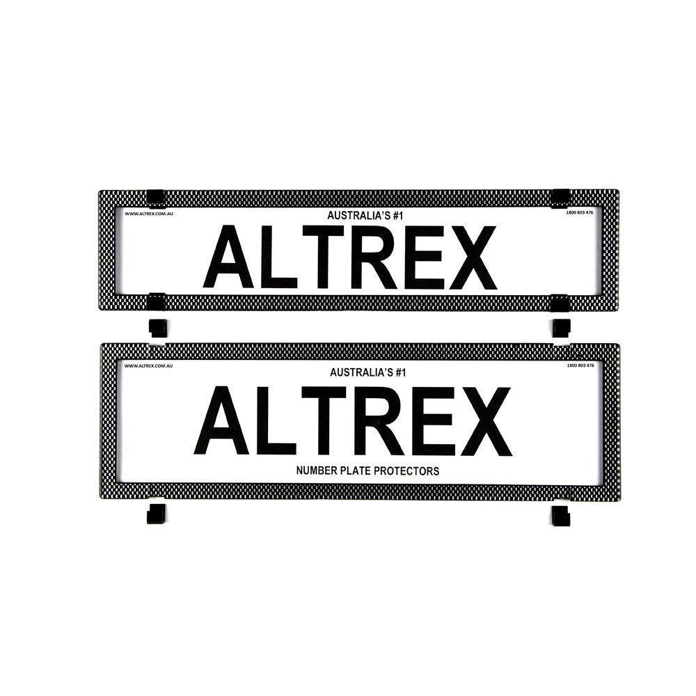 Altrex NSW & SA Premium/Slimline Silver Carbon Fibre Number Plate Protectors - without Lines - 6SESP