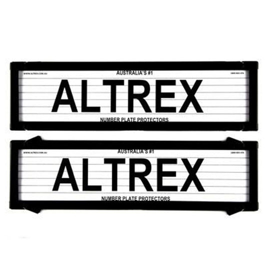 Altrex QLD, VIC, TAS, SA, WA & NT Dual Slimline Black Number Plate Protectors - with Lines - 6VSL
