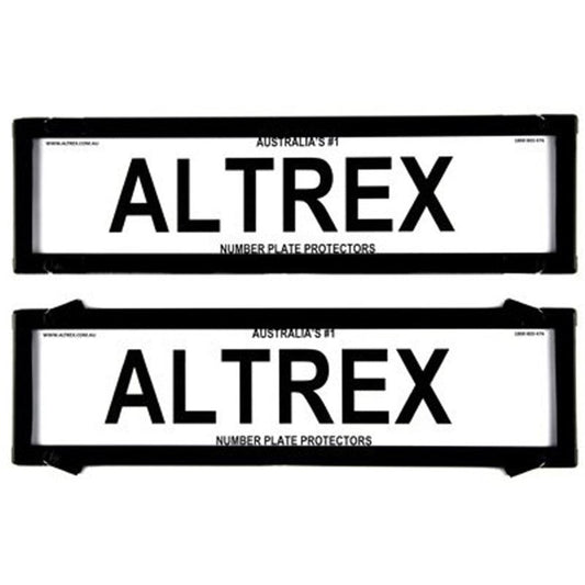 Altrex QLD, VIC, TAS, SA, WA & NT Black Dual Slimline Number Plate Protectors - without Lines - 6VSNL