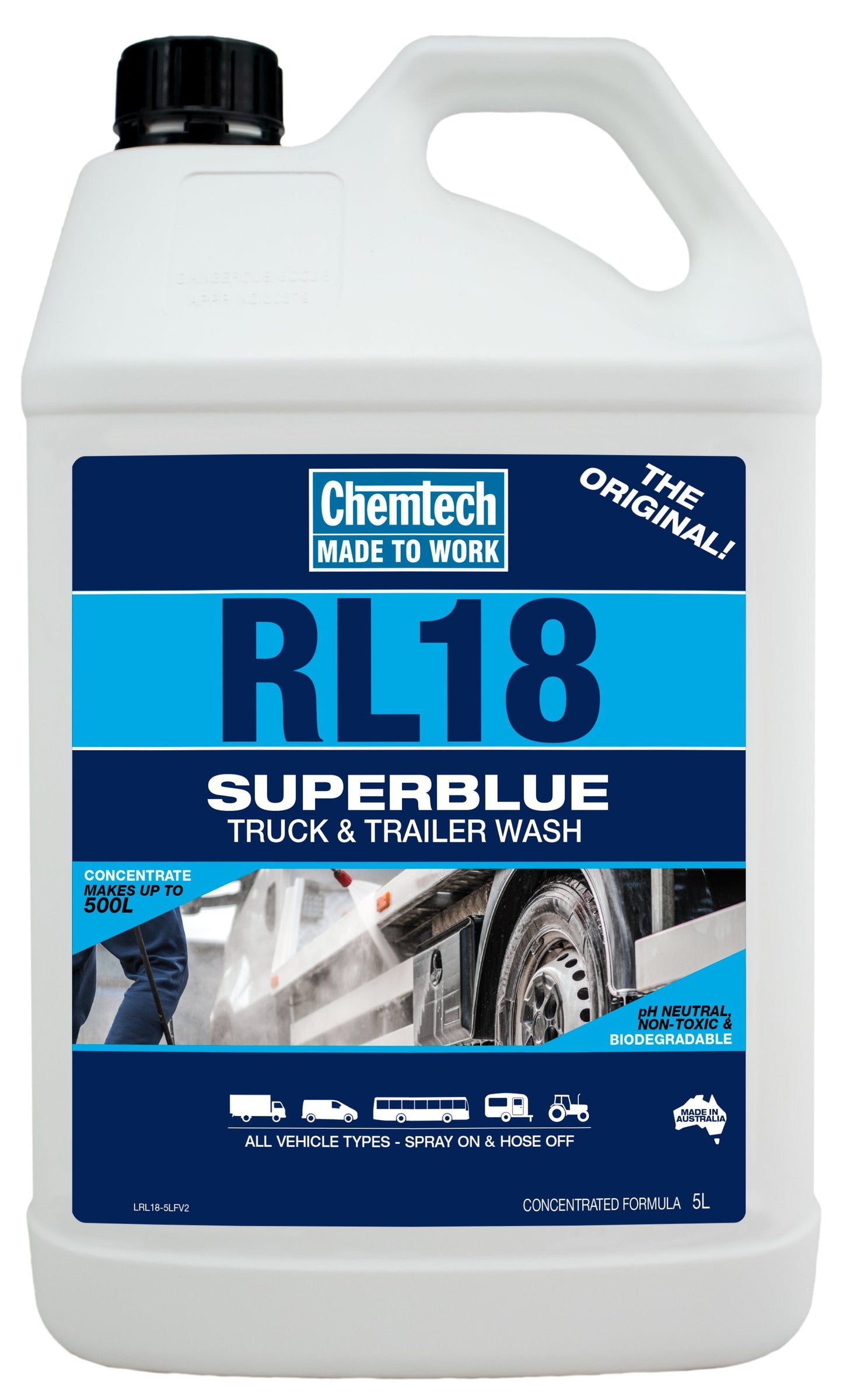Chemtech RL18 Superblue Truck and Trailer Wash - 5L - RL18-5L (Bulky Item - Freight Applies)
