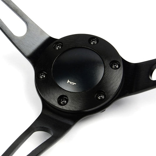 SAAS 15" Classic Deep Dish Poly Steering Wheel with Black Alloy Slotted Spokes - SW25910