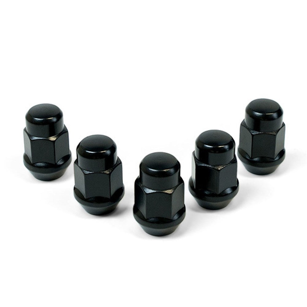 SAAS Set of 5 Wheel Nuts - 35mm Length, Black, M12x1.50 Thread, Acorn Bulge Type - 335365BC