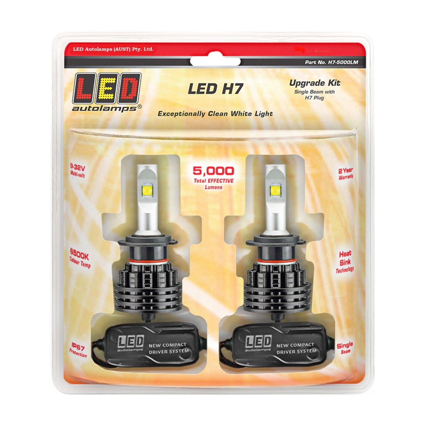 LED Autolamps H7-5000LM LED H7 Headlight Kit - Single Beam