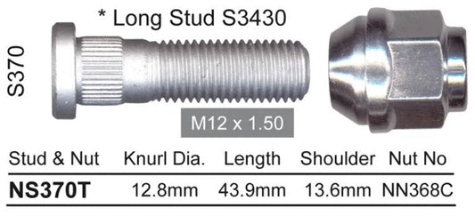 Nice Wheel Stud & Nut Set - NS370T