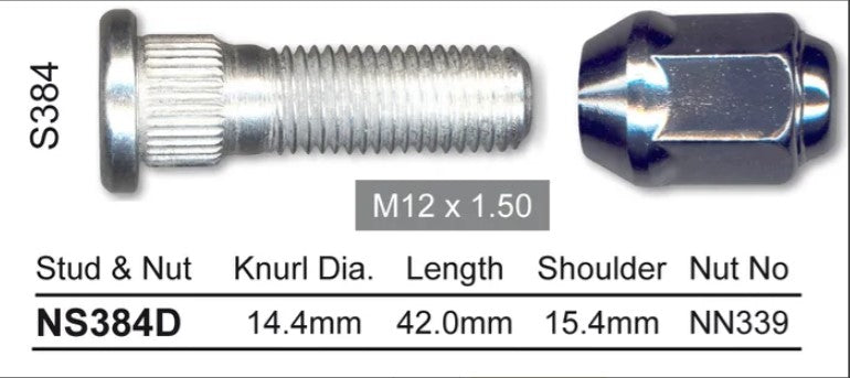 Nice Wheel Stud & Nut Set - NS384D
