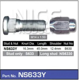 Nice Wheel Stud & Nut Set - NS633Y