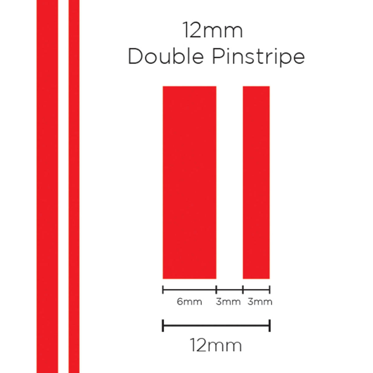 SAAS 12mm Pinstripe, Double Red (10m) - 1603