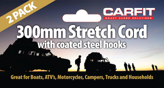 Carfit 300mm Bungee Strap Steel Hooks Set Of 2 - 46BC300-2