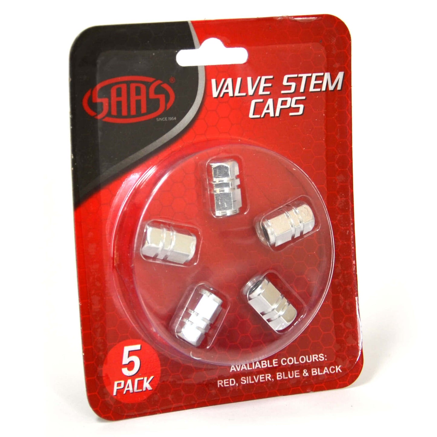 SAAS Silver Metal Valve Caps - 5 Pack - 194225