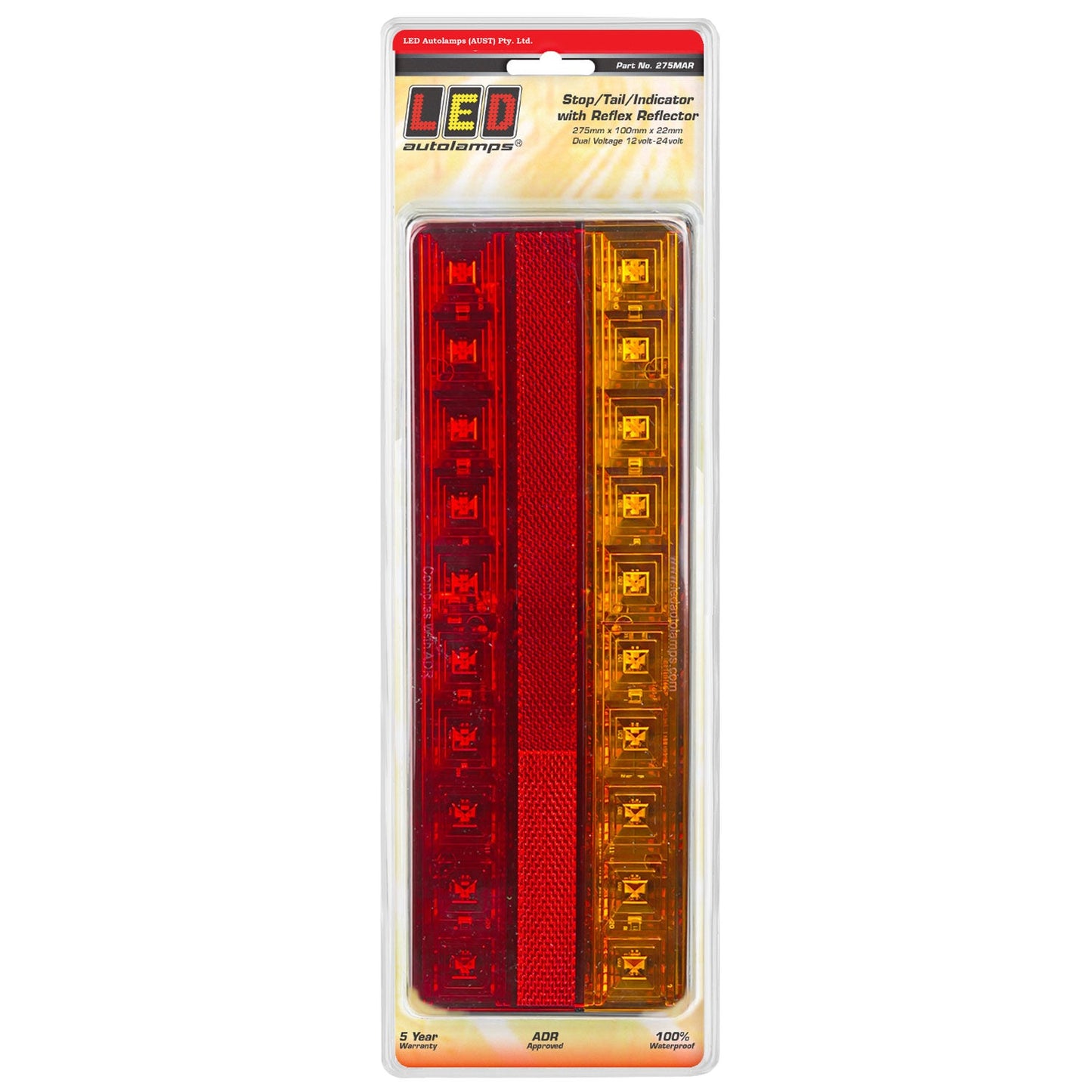 LED Autolamps 275MAR Rear 12/24V Combination LED Lamp with Inbuilt Reflector - Stop/Tail/Indicator