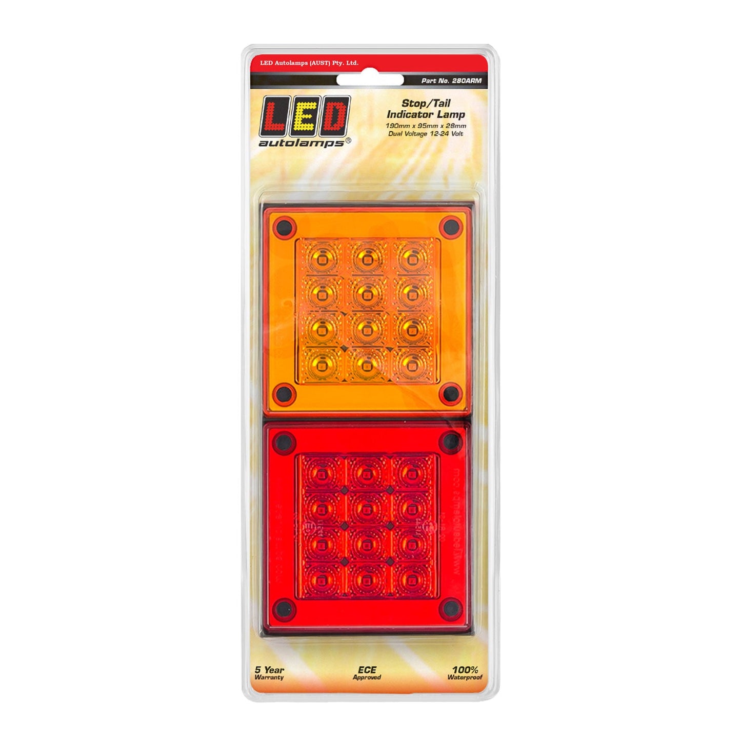 LED Autolamps 280ARM Rear Combination LED Lamp Mini Jumbo Twin Assembly - Stop/Tail/Indicator