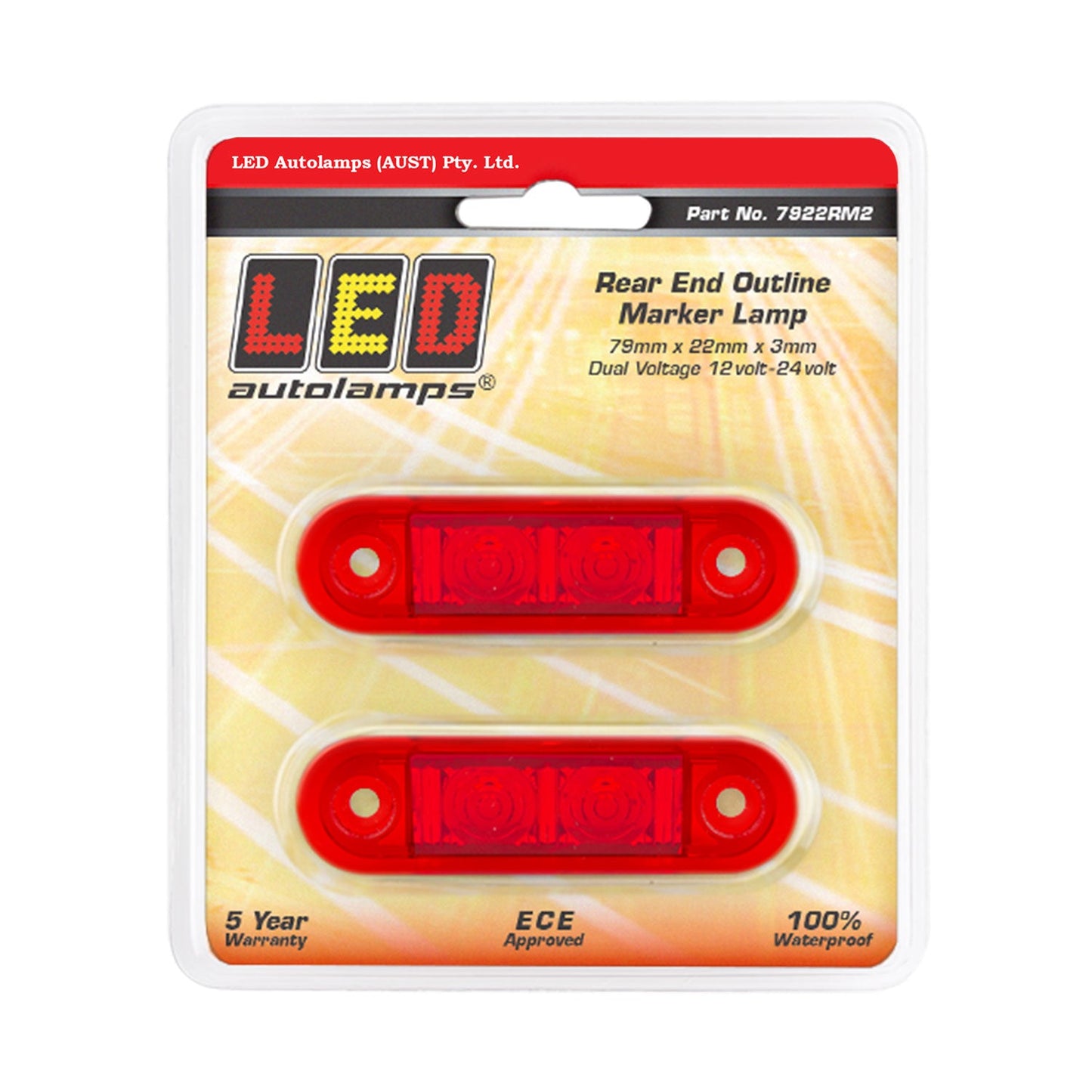 LED Autolamps 7922RM2 LED Rear End Outline Marker Lamp - Recessed Fitting