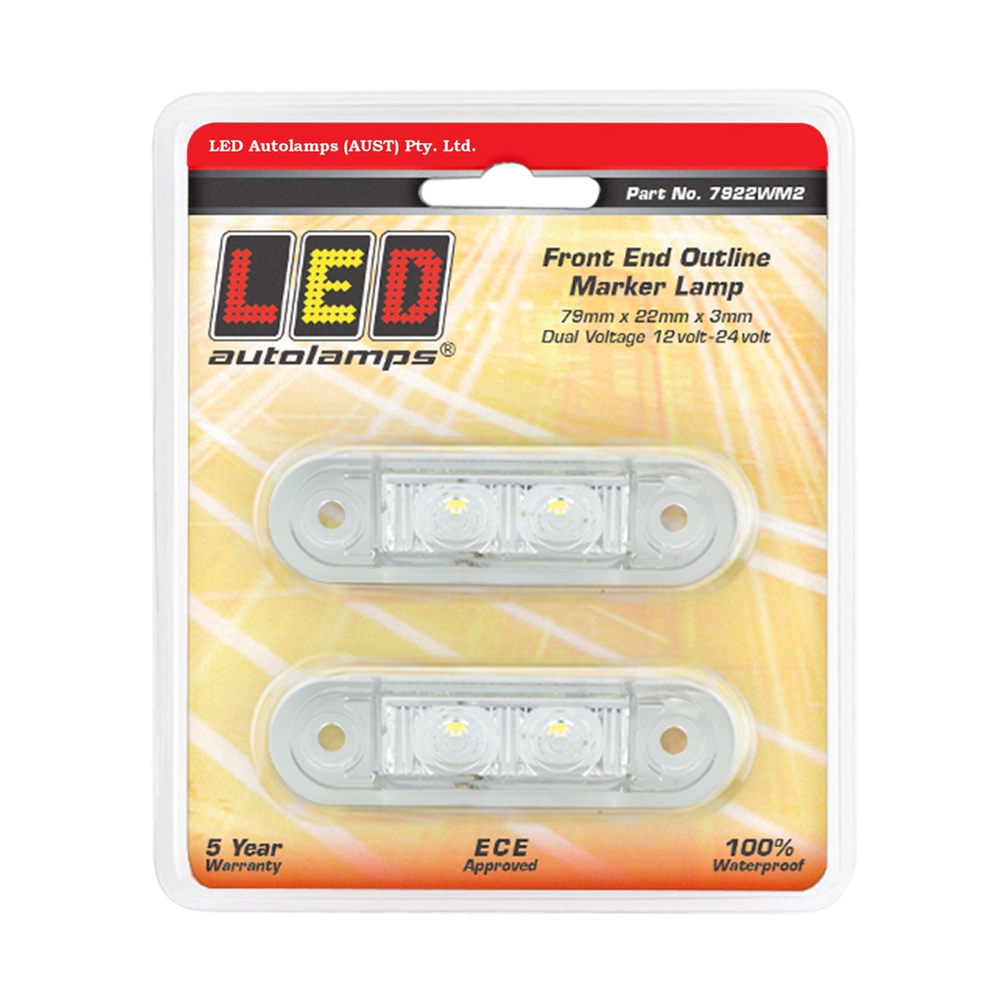 LED Autolamps 7922WM2 LED Front End Outline Marker Lamp - Recessed Fitting