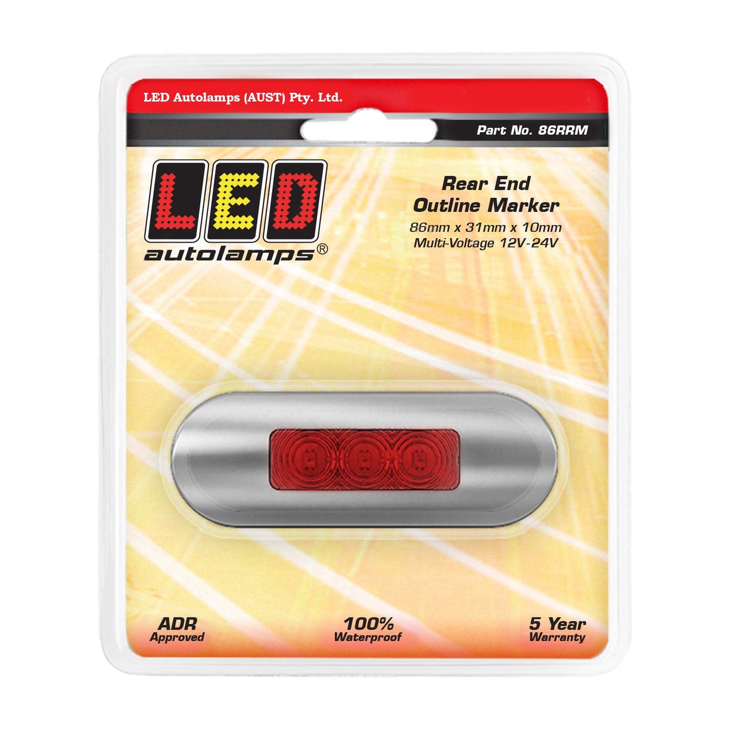LED Autolamps 86RRM LED Rear End Outline Marker Lamp with Coloured Lens - Brushed Steel Bezel