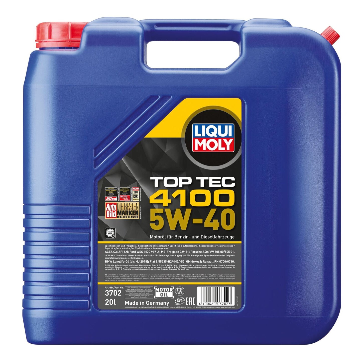LIQUI MOLY Top Tec 4100 5W-40 20L - 3702 (Bulky Item - Freight Applies)