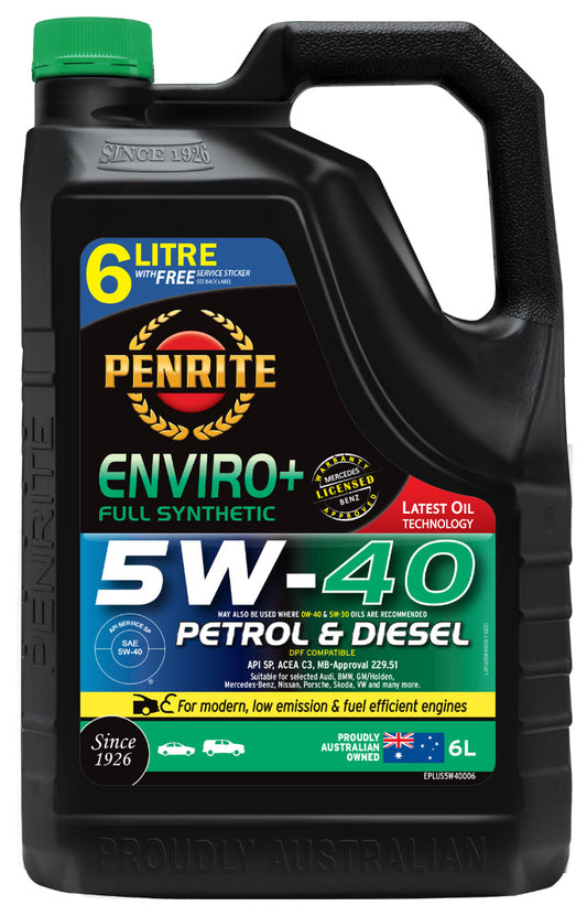 Penrite Enviro+ 5W-40 5W40 Synthetic Engine Oil 6L - EPLUS5W40006