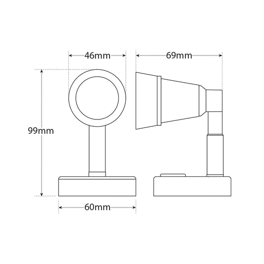 LED Autolamps RL60-12B LED Reading Light with Rotate, Tilt Adjust and On/Off Switch