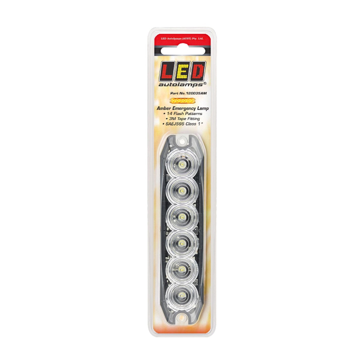 LED Autolamps 120035AM LED Amber Emergency Lamp, 14 Flash Patterns with Synchronisation Wire