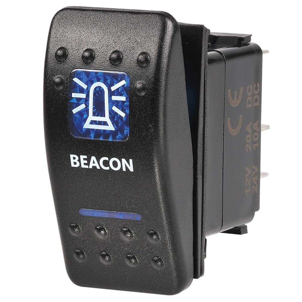 Narva 63147BL 2 Volt Illuminated Off/On Sealed Rocker Switch With ‚ÄúBeacon‚Äù Symbol (Blue)