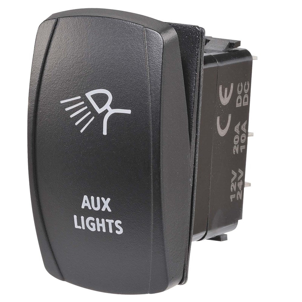 Narva 63232BL 12/24V Off/On LED Illuminated Sealed Rocker Switch With ‚ÄúAux Lights‚Äù Symbol (Blue)