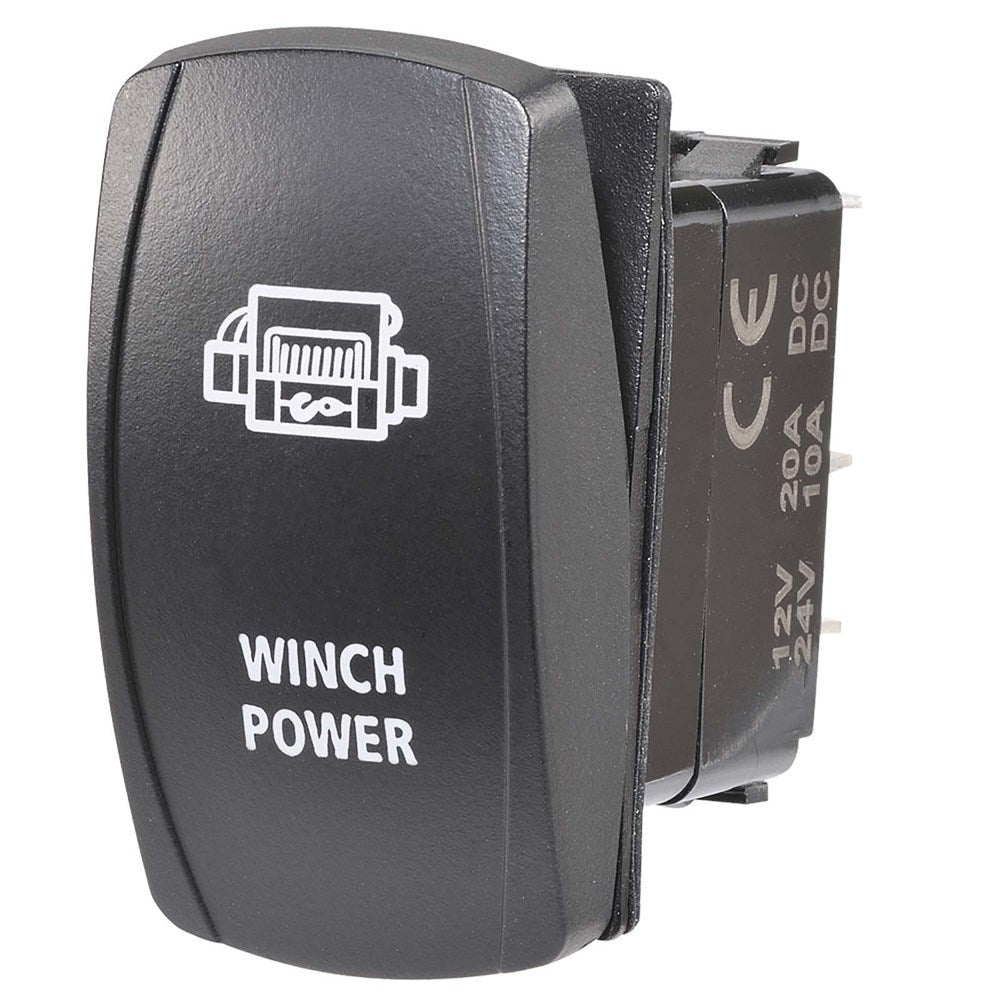 Narva 63236BL 12/24V Off/On LED Illuminated Sealed Rocker Switch With ‚ÄúWinch Power‚Äù Symbol (Red)