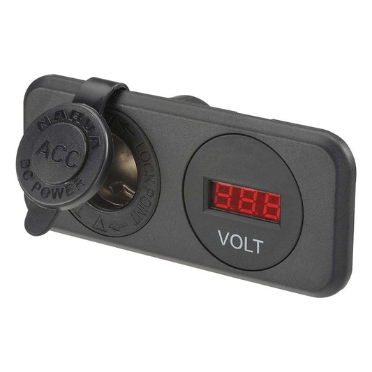 Narva 81145BL Heavy-Duty Accessory Socket And 12/24V Dc LED Volt Meter