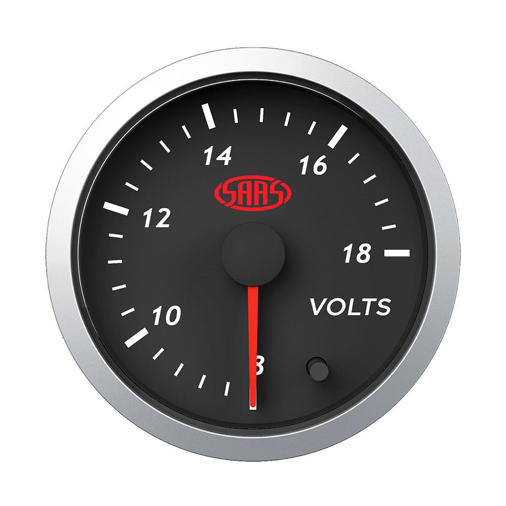 SAAS Volt Gauge 8v-18v 52mm Black Street Series - SG21250