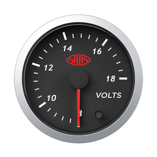 SAAS Volt Gauge 8v-18v 52mm Black Street Series - SG21250