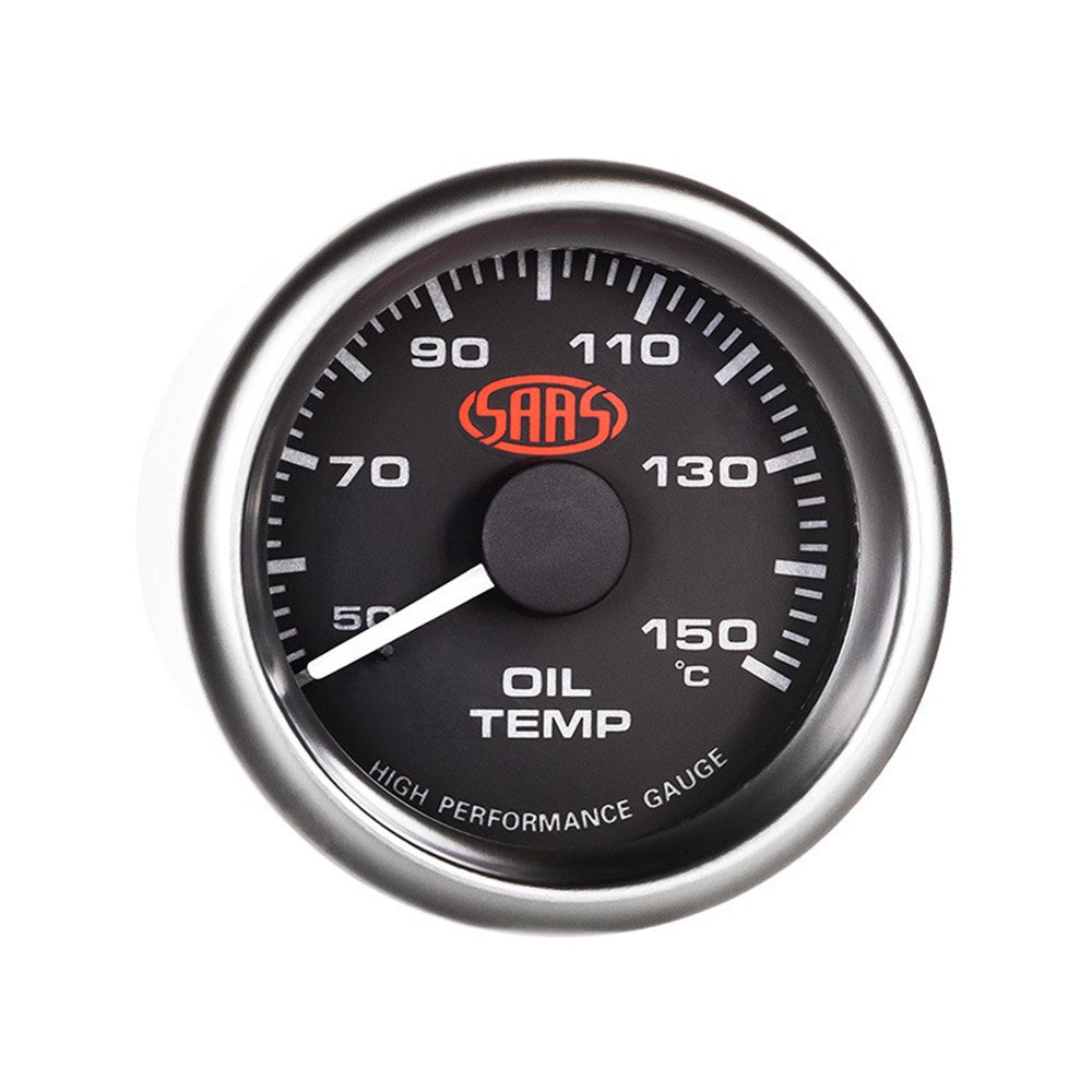 SAAS 52mm Black Muscle Series Oil Temperature Gauge (50-150C) - SG-OT52B