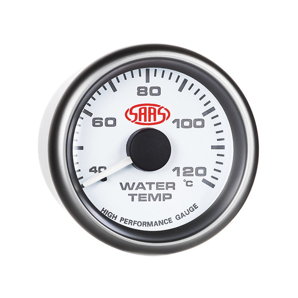 SAAS 52mm White Muscle Series Water Temperature Gauge (40-120C) - SG-WT52W