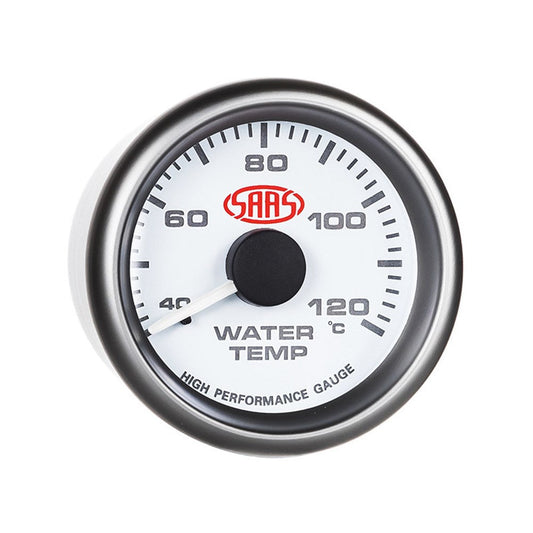 SAAS 52mm White Muscle Series Water Temperature Gauge (40-120C) - SG-WT52W