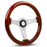 SAAS 14" ADR Compliant Logano Wood Steering Wheel with Three Chrome Spokes - SW506CW