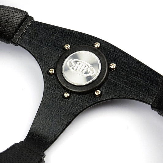 SAAS 14" ADR Compliant Octane Poly Grip Steering Wheel with Three Black Brushed Alloy Spokes - SW515B-R