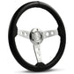 SAAS 14" ADR Compliant Black Leather Covered Steering Wheel with Three Satin Finish Alloy Spokes - SW616OSP-R