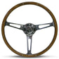 SAAS 15" ADR Compliant Laminated Riveted Wood Steering Wheel with Three Polished Alloy Spokes - SW704PSW