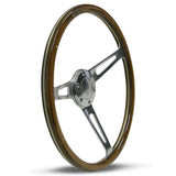 SAAS 15" ADR Compliant Laminated Riveted Wood Steering Wheel with Three Polished Alloy Spokes - SW704PSW