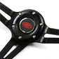 SAAS 14" ADR Compliant Deep Dish Black Leather Covered Steering Wheel with Three Black Slotted Alloy Spokes and Centre Stripe - SWE2