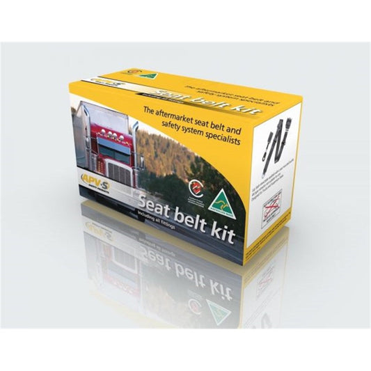 APV Safety Products 90/90 On-Pillar Retractor 3.2m Lap Sash Seat Belt with 300mm Stalk Type Lower Strap and Fasteners (Grey) - K1512GY