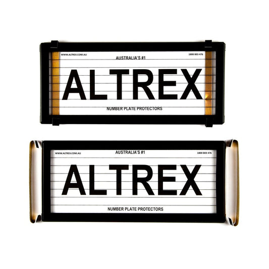 Altrex Slimline VIC, QLD 4 Figure Black Number Plate Protectors - with Lines - 4VSL